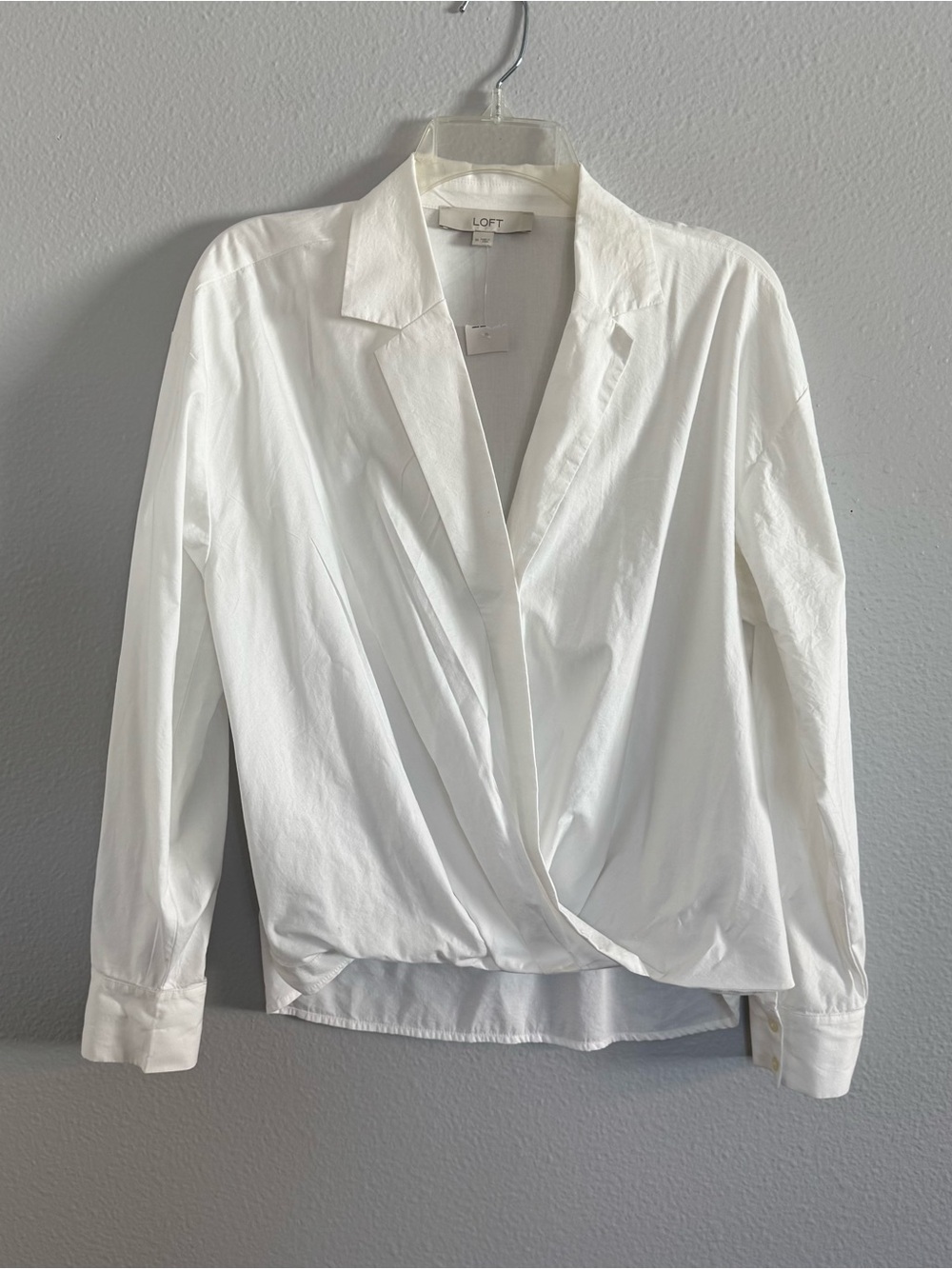 LOFT White Draped Wrap-Front Blouse